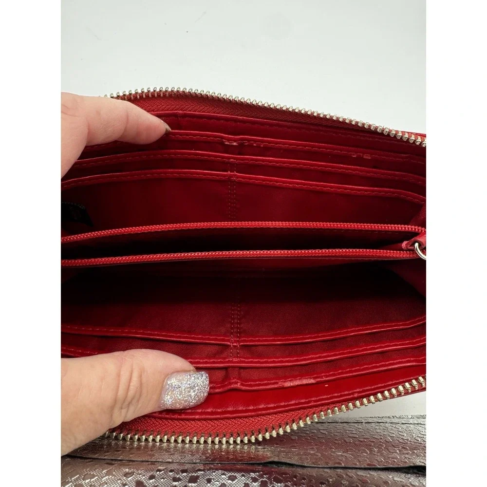 VTG COACH POPPY RED /SILVER GLITTER WALLET LONG ENVELOPE EUC PT2